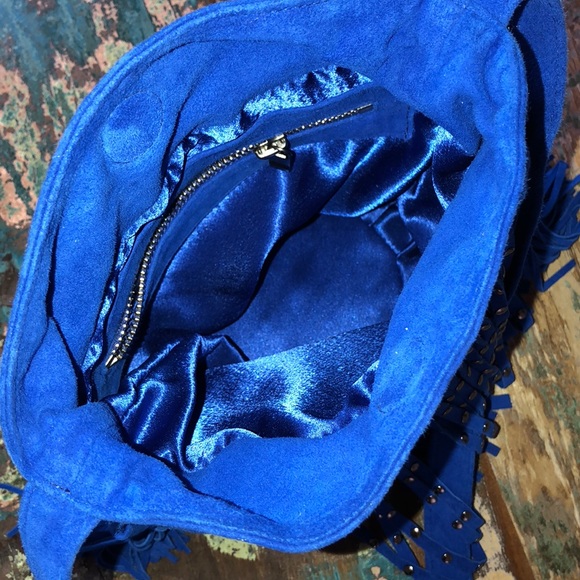 AS by DF blue suede leather bucket purse NWOT - Picture 3 of 4
